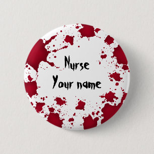 Badge Rond 5 Cm Funny Nom de l'infirmière d'Halloween