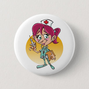 Badge Rond 5 Cm Funny nurse cartoon personalized