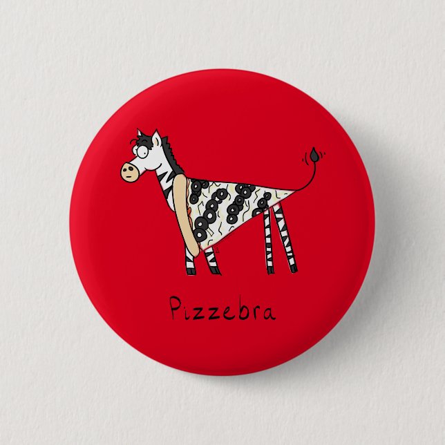 Badge Rond 5 Cm Funny Pizza Zebra mignonne Cartoon Enfants (Devant)