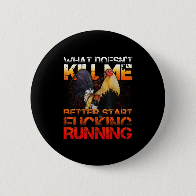 Badge Rond 5 Cm Funny Rooster Fight  (Devant)