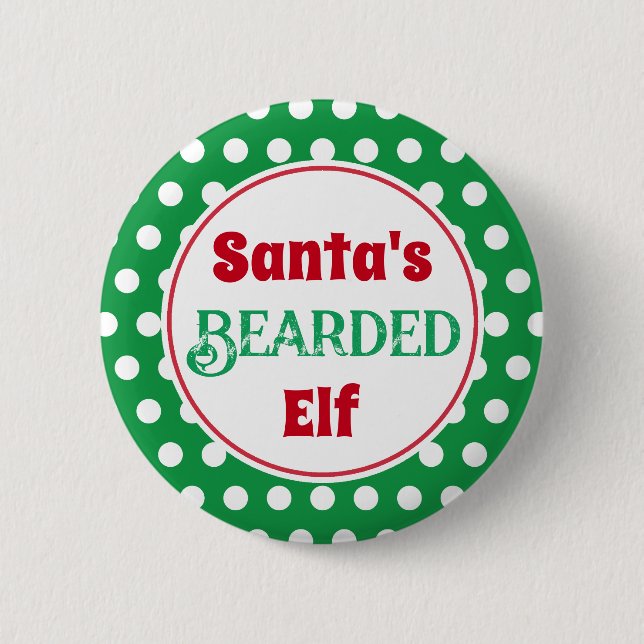 Badge Rond 5 Cm Funny Santa's Bearded Elf Christmas Button Pin (Devant)