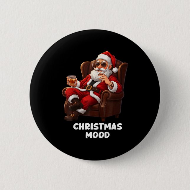 Badge Rond 5 Cm Funny Sarcastic Santa Smoking And Drinking “christ (Devant)