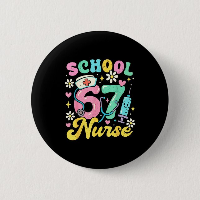 Badge Rond 5 Cm Funny School Nurse 67 Cute Medical Meme Design  (Devant)