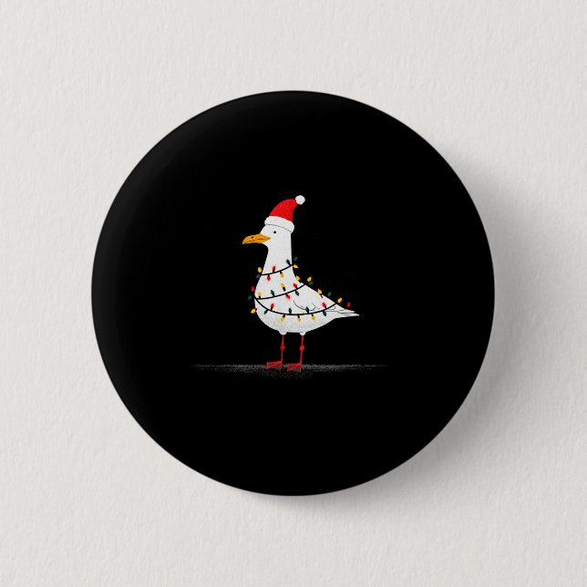 Badge Rond 5 Cm Funny Seagull Christmas Graphics Animal Lights Lov (Devant)