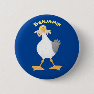 Badge Rond 5 Cm Funny seagull with French fries cartoon