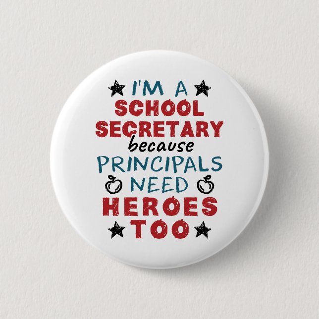 Badge Rond 5 Cm Funny Secrétaire d'école Héros appréciation (Devant)