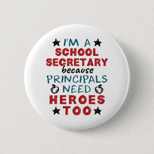 Badge Rond 5 Cm Funny Secrétaire d'école Héros appréciation