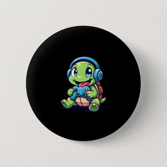 Badge Rond 5 Cm Funny Turtle Gamer Gaming Turtles Video Game (1) (Devant)