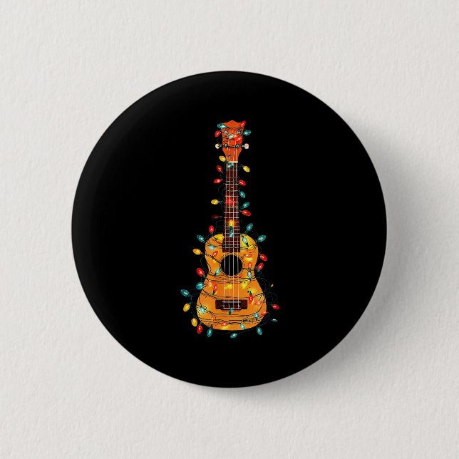 Badge Rond 5 Cm Funny Ukulele Christmas Graphics Lights Lover Play (Devant)