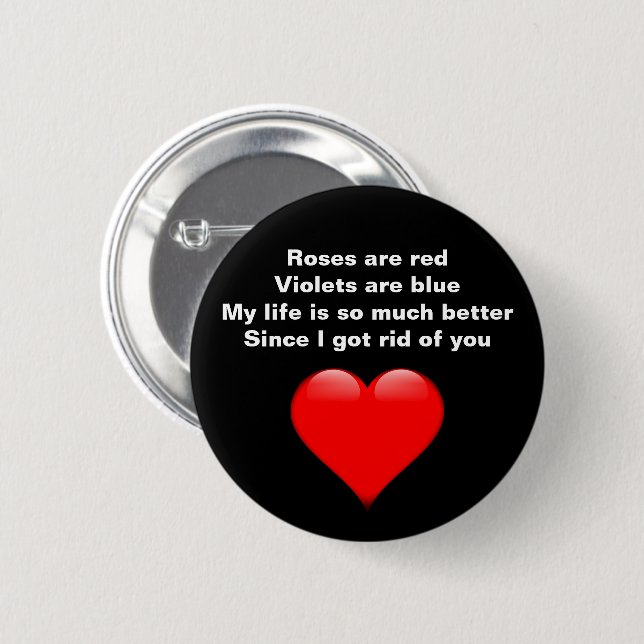 Badge Rond 5 Cm Funny Valentines Poème Femmes célibataires (Devant & derrière)