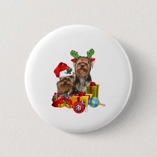 Badge Rond 5 Cm Funny Yorkshire Terrier Noël