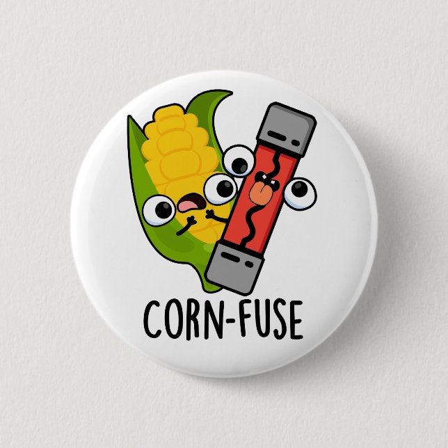 Badge Rond 5 Cm Fusible de maïs amusant Confus Pun (Devant)