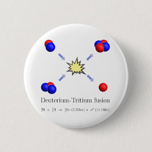 Badge Rond 5 Cm Fusion de Deutérium-Tritium avec l'équation