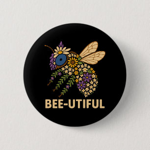 Badge Rond 5 Cm Fusion florale abeille