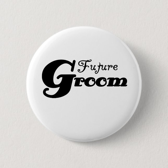 Badge Rond 5 Cm Futur marié des textes noirs (Devant)