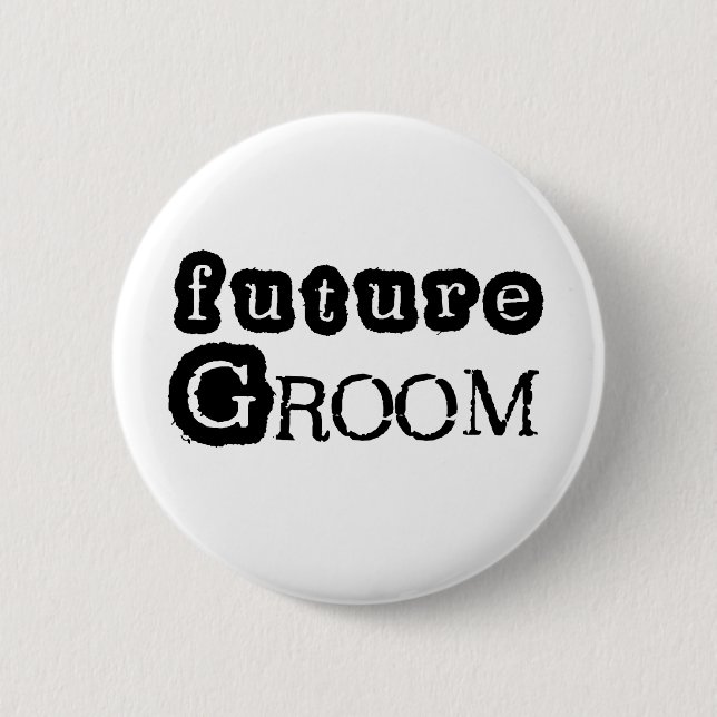 Badge Rond 5 Cm Futur marié des textes noirs frais (Devant)