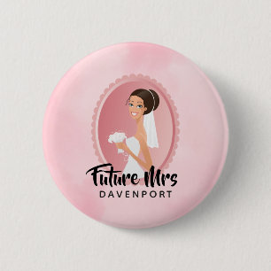 Badge Rond 5 Cm Futur Mme avec mariée en Mariage Gown