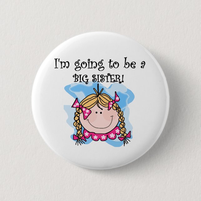 Badge Rond 5 Cm Future grande soeur de fille blonde (Devant)