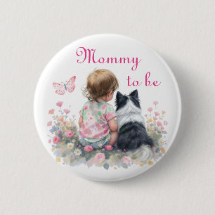 Badge Rond 5 Cm Future maman Baby Shower rose pour bébé fille et