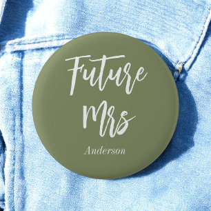 Badge Rond 5 Cm Future Mme Bride Sage Vert Bouton
