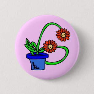 Badge Rond 5 Cm G - Bouton Monogramme Fleurs
