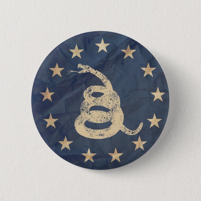 Badge Rond 5 Cm Gadsden et drapeau des USA 1776 (Devant)