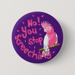Badge Rond 5 Cm Galah rose bruyante