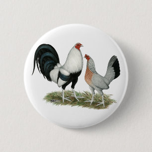 Badge Rond 5 Cm Gamefowl argenté