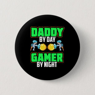 Badge Rond 5 Cm Gamer Art Daddy Et Gamer Par Nuit