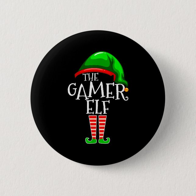 Badge Rond 5 Cm Gamer Elf Family Matching Group Christmas Video Ga (Devant)