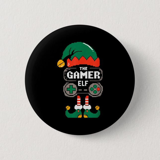 Badge Rond 5 Cm Gamer Elf Matching Family Group Christmas Party Py (Devant)