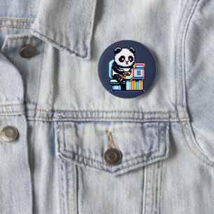 Badge Rond 5 Cm Gamer Panda - Joli Pixel Art Arcade Design