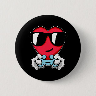 Badge Rond 5 Cm Gamer Valentines Jour mignon contrôleur de jeu vid