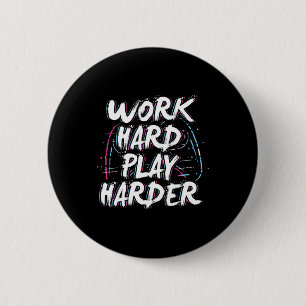 Badge Rond 5 Cm Gamer Word hard Play Harder