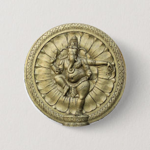 Badge Rond 5 Cm Ganesh (d'or)