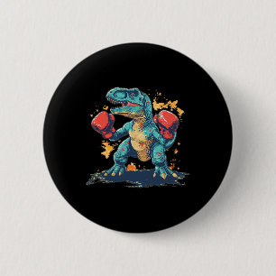 Badge Rond 5 Cm Gants de boxe cool avec dinosaure