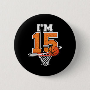 Badge Rond 5 Cm Garçon 15 ans joueur de basket sport 15 ans