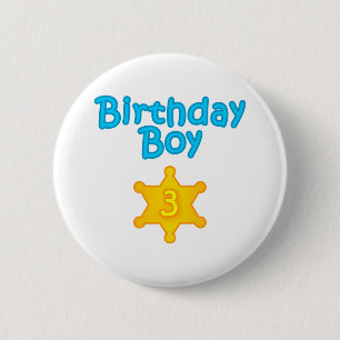 Badge Rond 5 Cm Garçon 3 d'anniversaire de shérif