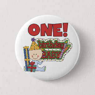 Badge Rond 5 Cm Garçon Anniversaire Bébé 1er Anniversaire Tshirts 