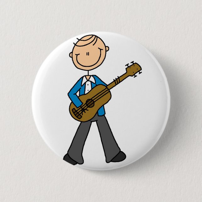 Badge Rond 5 Cm Garçon avec le bouton de guitare (Devant)