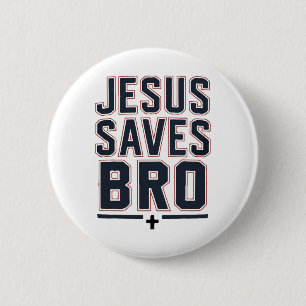 Badge Rond 5 Cm Garçon chrétien Jésus sauve frère Christ roi amour