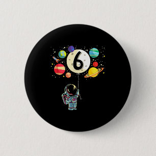 Badge Rond 5 Cm garçon d'anniversaire de 6 ans astronaute 6ème ann