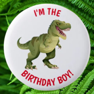 Badge Rond 5 Cm Garçon d'anniversaire Dinosaur T Rex
