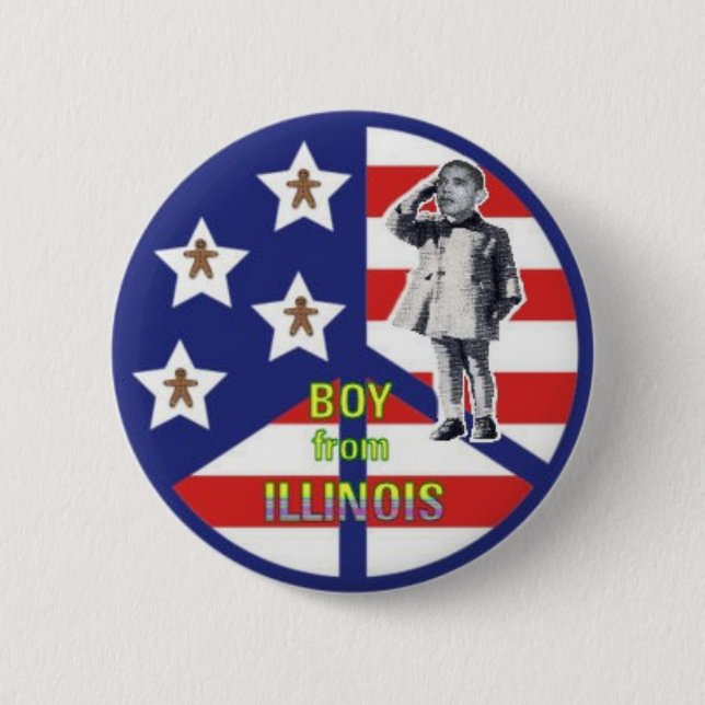 Badge Rond 5 Cm Garçon de bouton de l'Illinois (Devant)
