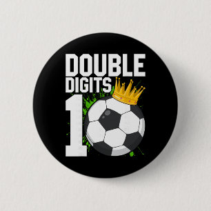 Badge Rond 5 Cm Garçon de football Anniversaire 10 Ans Double Chif