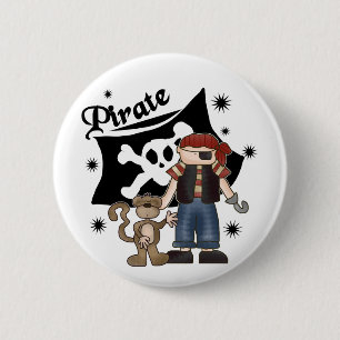 Badge Rond 5 Cm Garçon de pirate avec le singe
