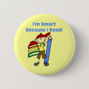 Badge Rond 5 Cm Garçon intelligent parce que je lis