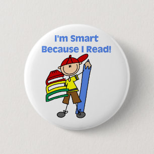 Badge Rond 5 Cm Garçon Smart puisque j'ai lu