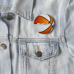Badge Rond 5 Cm garçons filles basket orange équipe couleurs