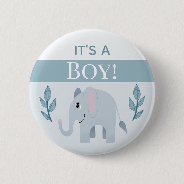 Badge Rond 5 Cm Garçons mignons C'est un Baby shower éléphant garç (Devant)